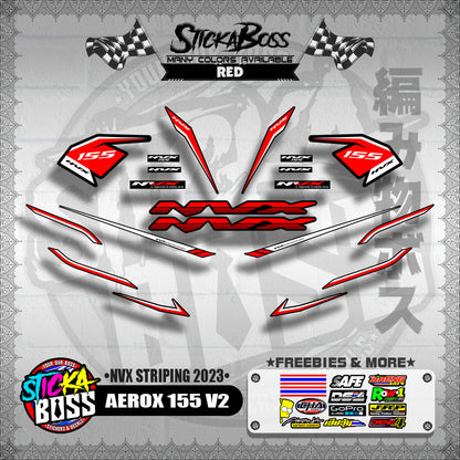 AEROX 155 V2 DECALS ( NVX STRIPING 2023 )【WITH FREEBIES】