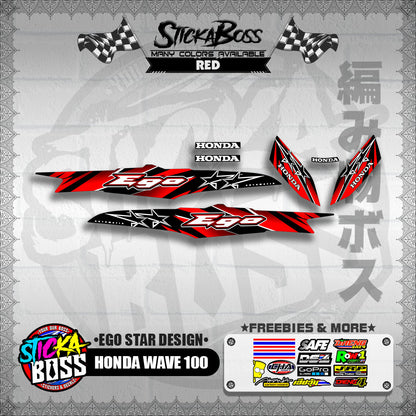 HONDA WAVE 100 DECALS ( EGO STAR DESIGN )【WITH FREEBIES】