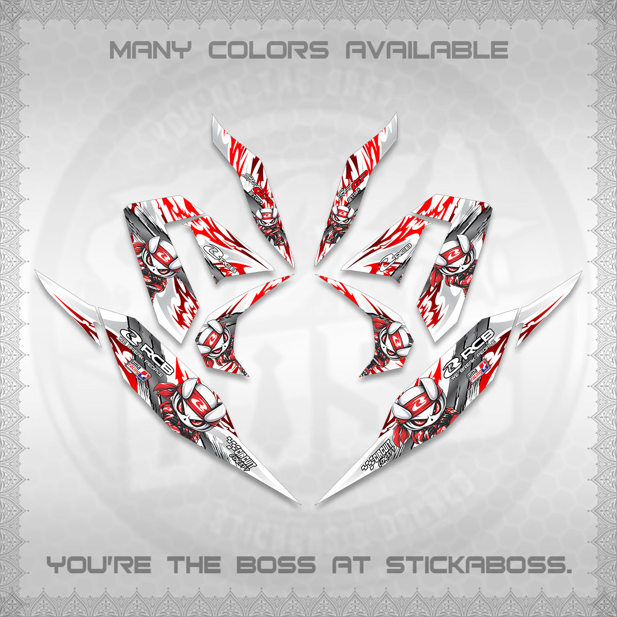 CLICK 125 V4 FOR WHITE DECALS (2026 NEW RCB 2.0 DESIGN) STICKER KITS BY STICKABOSS