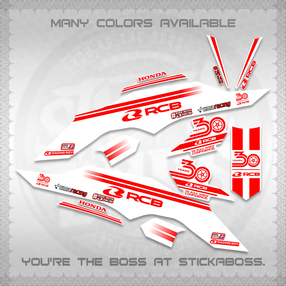 CLICK 125 V3 FOR WHITE DECALS (2026 30TH ANNIVERSARY RACING DESIGN)STICKER DECALS By STICKABOSS