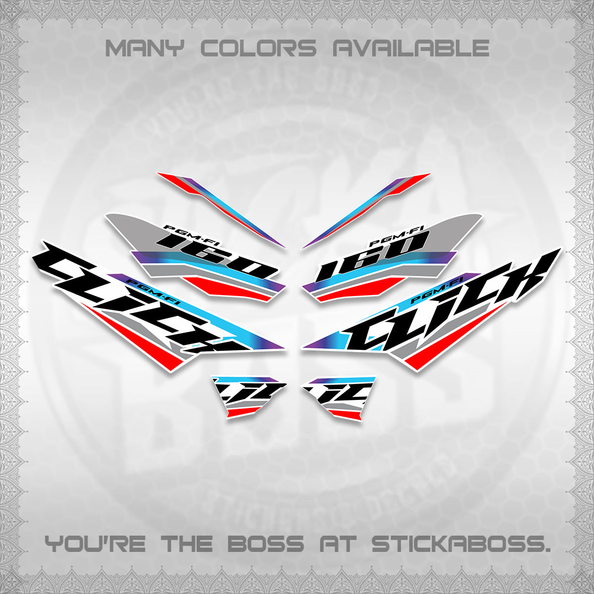 CLICK 160 STRIPING FOR WHITE DECALS (SPORTS RACE STRIPES 01) STICKER KITS BY STICKABOSS