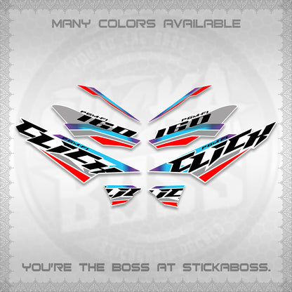 CLICK 160 STRIPING FOR WHITE DECALS (SPORTS RACE STRIPES 01) STICKER KITS BY STICKABOSS