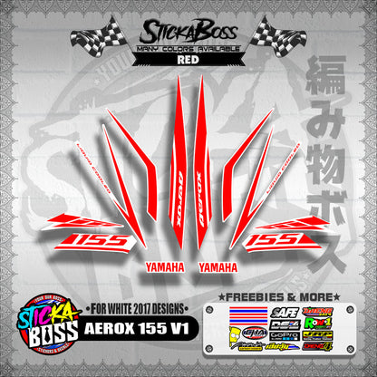 AEROX 155 V1 STOCK DECALS ( FOR WHITE 2017 DESIGNS ) 【WITH FREEBIES】