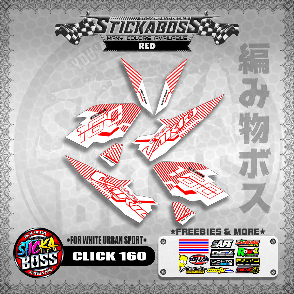 CLICK 160 STICKER DECALS ( FOR WHITE URBAN SPORT )【WITH FREEBIES】