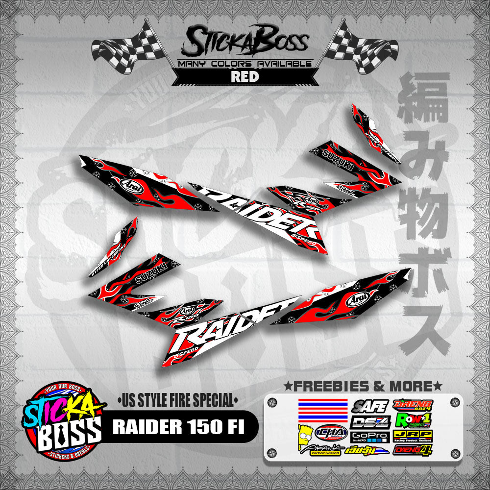 RAIDER 150 FI DECALS ( US STYLE FIRE SPECIAL )【WITH FREEBIES】