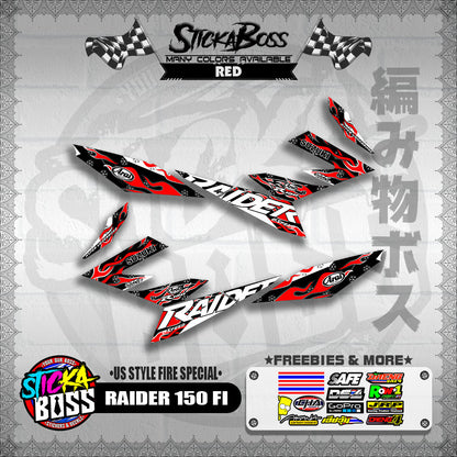 RAIDER 150 FI DECALS ( US STYLE FIRE SPECIAL )【WITH FREEBIES】