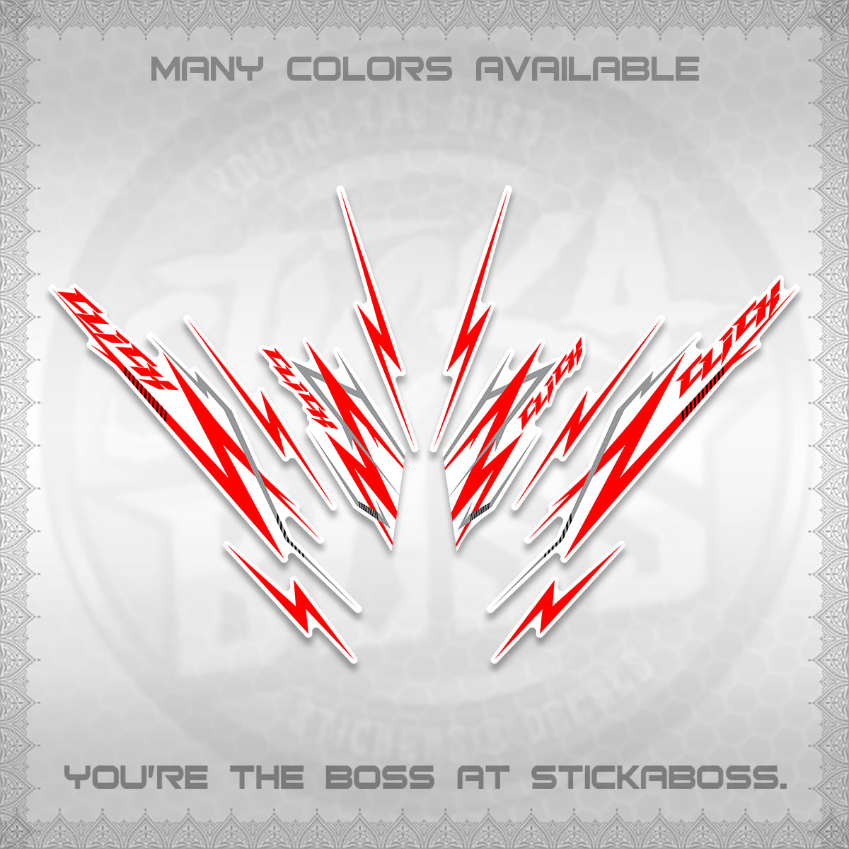 CLICK 125 V2 INDO FOR WHITE DECALS (2024 CL 00-A8 STYLE) STICKER KITS By STICKABOSS