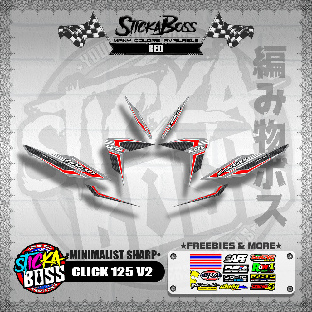 CLICK 125 V2 DECALS ( MINIMALIST SHARP )【WITH FREEBIES】