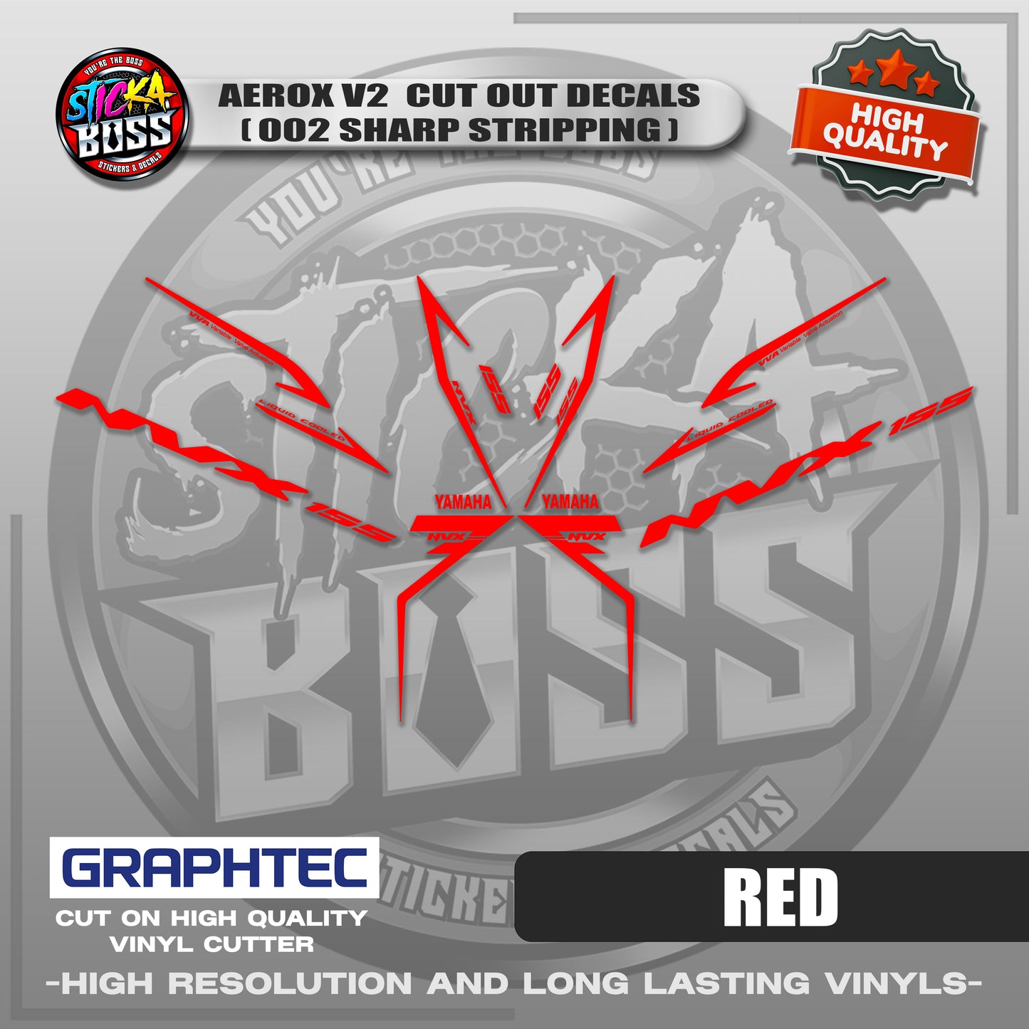 AEROX V2 CUT OUT DECALS ( 002 SHARP STRIPPING ) | VINYL WATERPROOF CUT-OUT STICKER DECALS