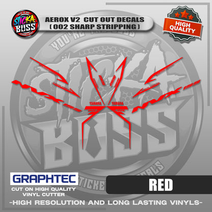 AEROX V2 CUT OUT DECALS ( 002 SHARP STRIPPING ) | VINYL WATERPROOF CUT-OUT STICKER DECALS