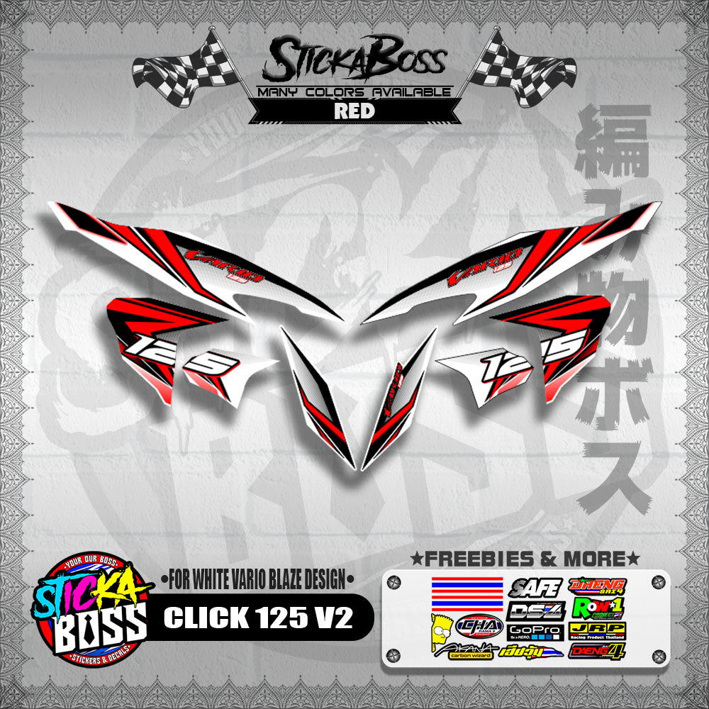 CLICK 125 V2 DECALS ( FOR WHITE VARIO BLAZE DESIGN )【WITH FREEBIES】