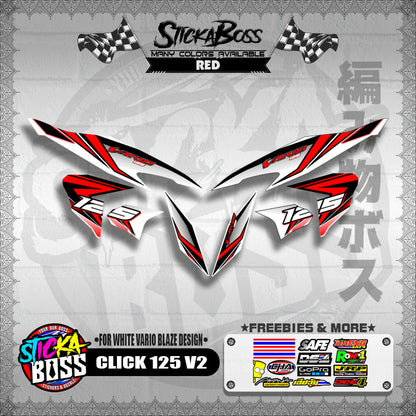 CLICK 125 V2 DECALS ( FOR WHITE VARIO BLAZE DESIGN )【WITH FREEBIES】