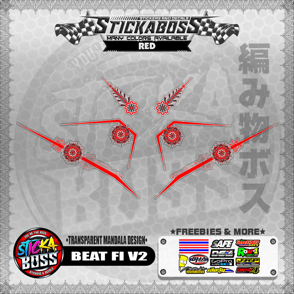 【PREMIUM UV PRINT】TRANSPARENT BEAT FI V2 STICKER DECALS ( MANDALA DESIGN )【WITH FREEBIES】