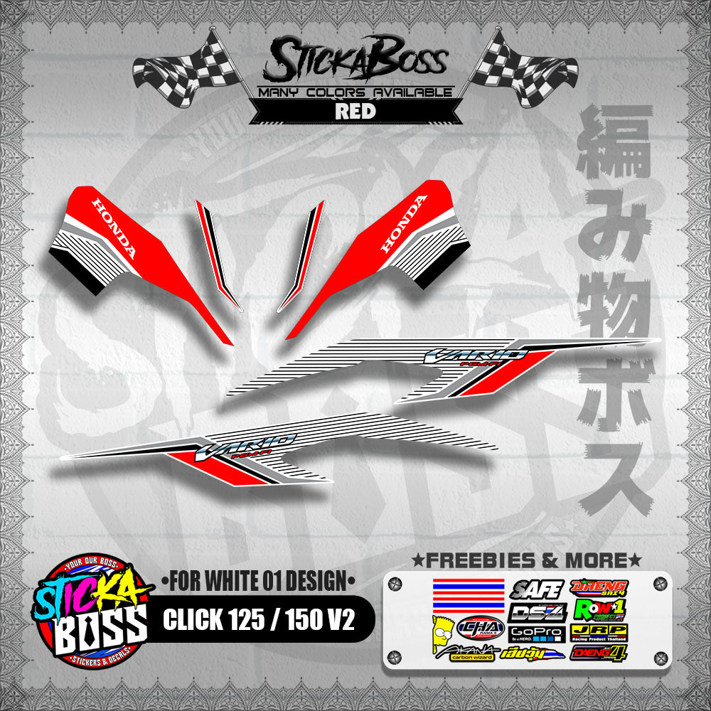 CLICK 125 / 150 V2 DECALS ( FOR WHITE 01 DESIGN )【WITH FREEBIES】