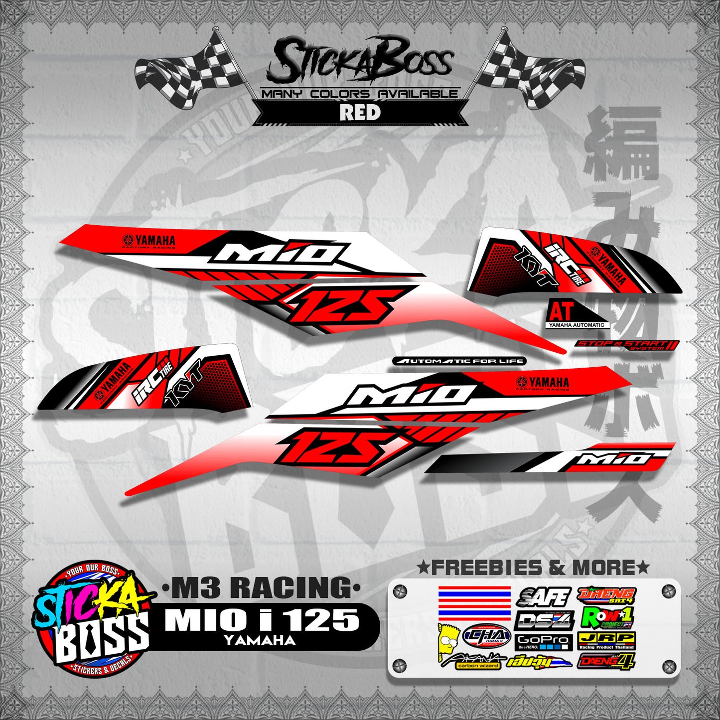 MIO i 125 STOCK DECALS ( M3 RACING ) 【WITH FREEBIES】