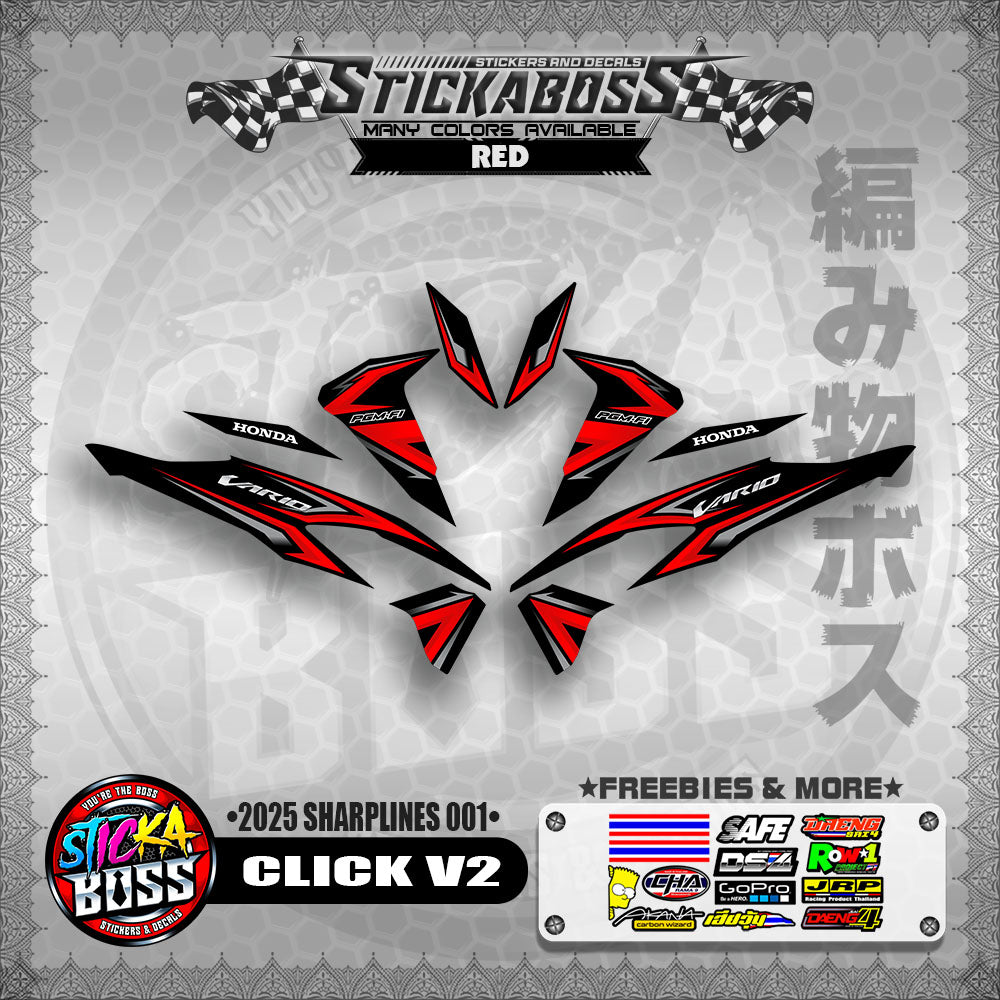 CLICK V2 INDO STICKER DECALS ( 2025 SHARPLINES 001 )【WITH FREEBIES】