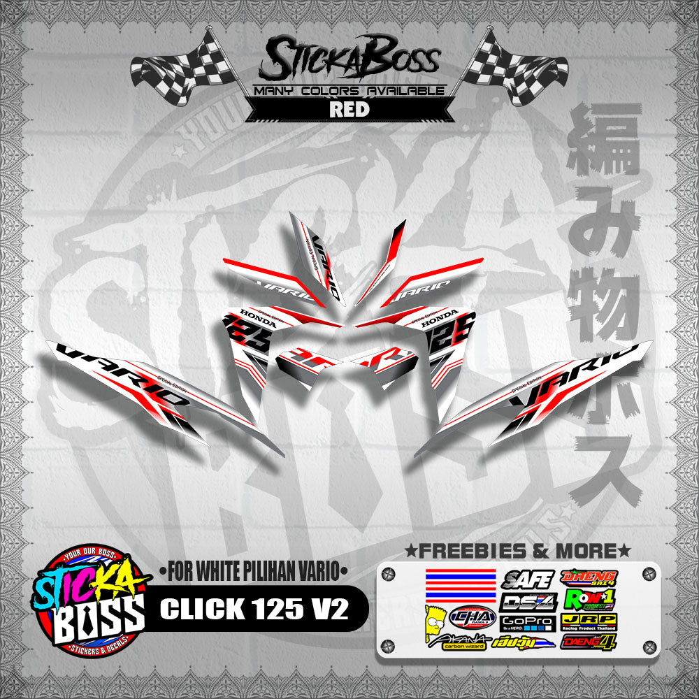 CLICK 125 V2 MALAYSIAN DECALS ( FOR WHITE PILIHAN VARIO )【WITH FREEBIES】