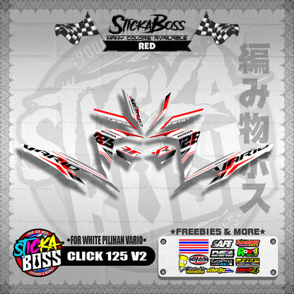 CLICK 125 V2 MALAYSIAN DECALS ( FOR WHITE PILIHAN VARIO )【WITH FREEBIES】
