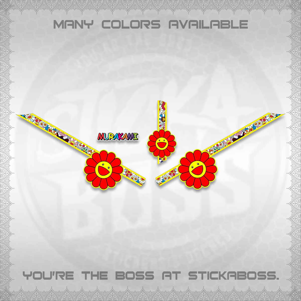 GIORNO 125 DECALS (MURAKAMI FLOWER DESIGN) STICKER DECALS BY STICKABOSS