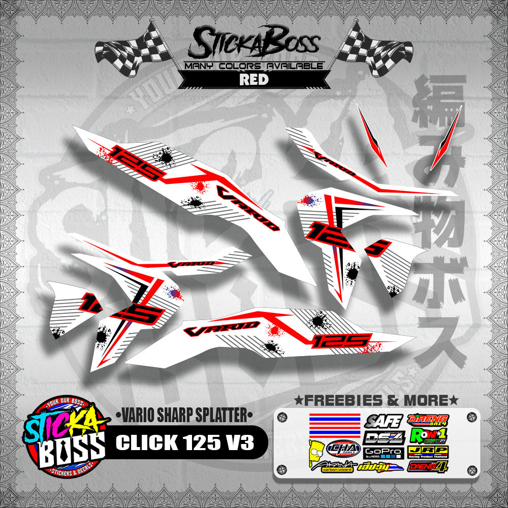 CLICK 125 V3 DECALS ( FOR WHITE VARIO SHARP SPLATTER )【WITH FREEBIES】