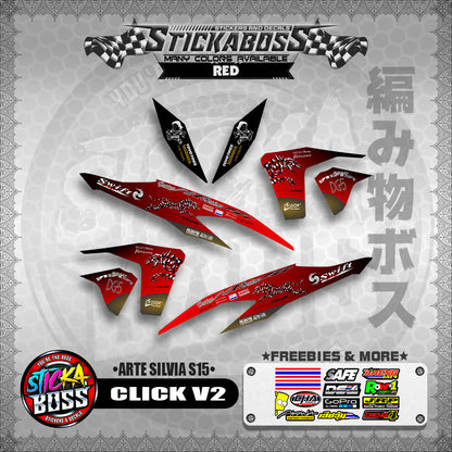 CLICK V2 STICKER DECALS ( ARTE SILVIA S15 )【WITH FREEBIES】