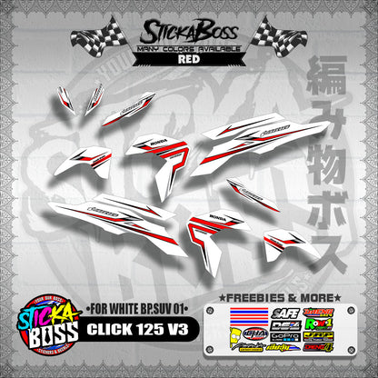 CLICK 125 V3 2023 DECALS ( FOR WHITE BP.SUV 01 )【WITH FREEBIES】