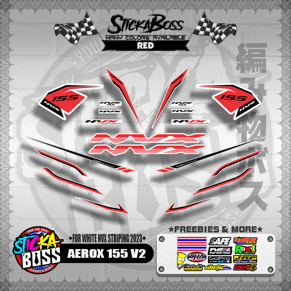 AEROX 155 V2 DECALS ( FOR WHITE NVX STRIPING 2023 )【WITH FREEBIES】