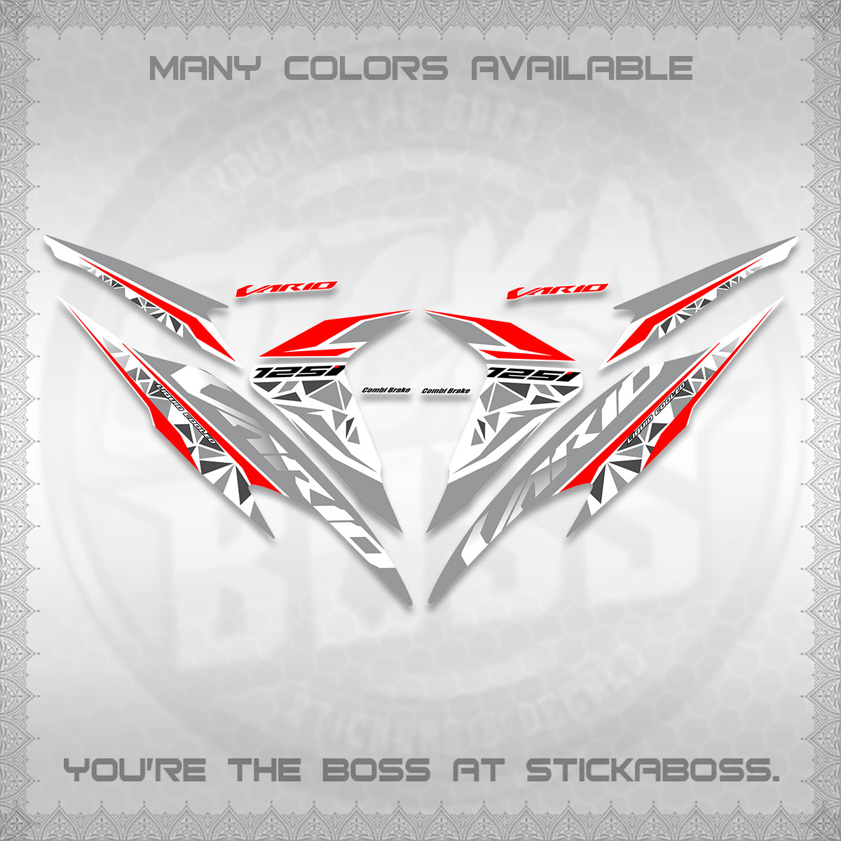 CLICK 125 V2 VARIO FOR WHITE DECALS (2018–2022 STYLE DESIGN) STICKER DECALS BY STICKABOSS