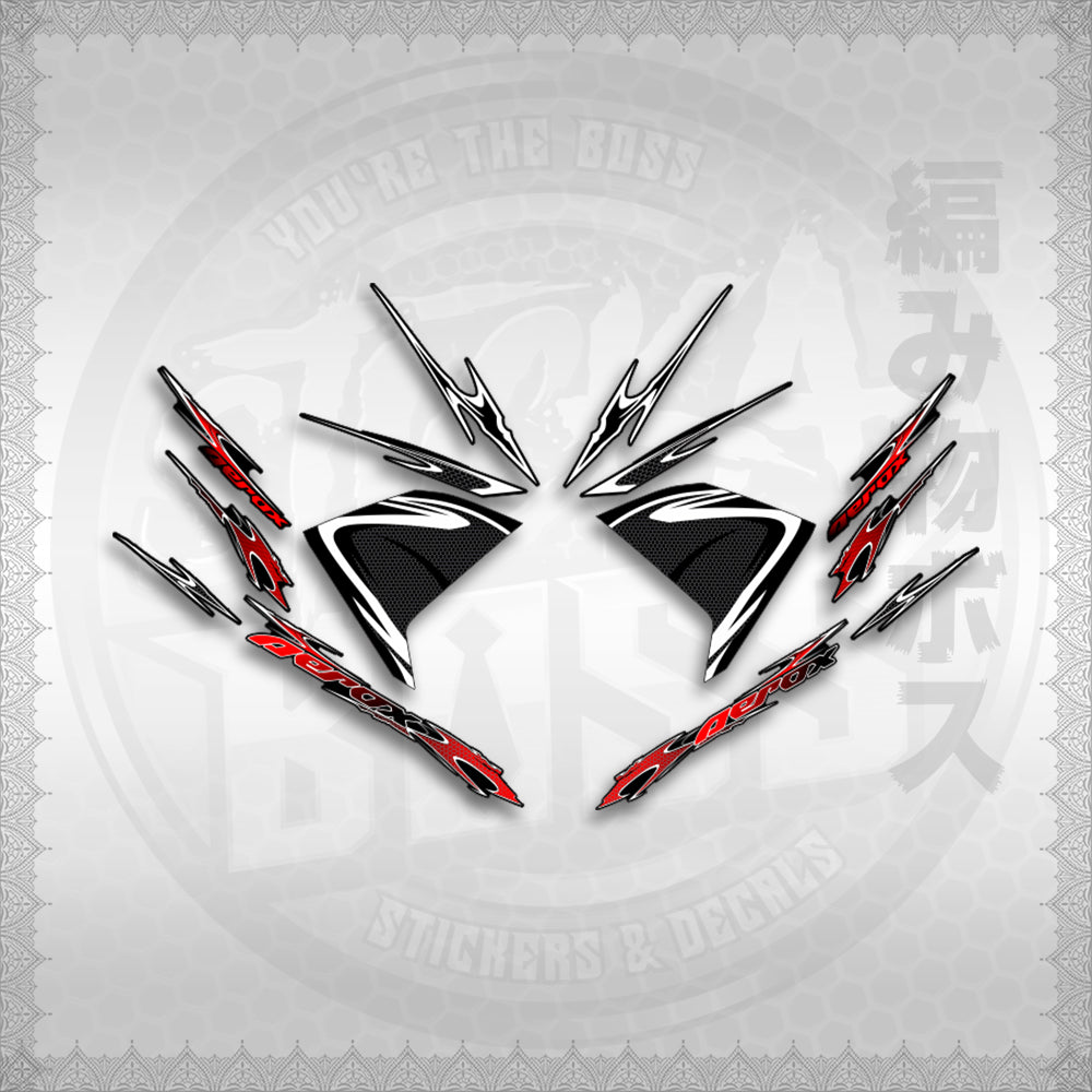 STICKER DECALS for AEROX 155 V1 (AV125LENEMOHO) By STICKABOSS (SOFIE LAMINATED WATERPROOF)