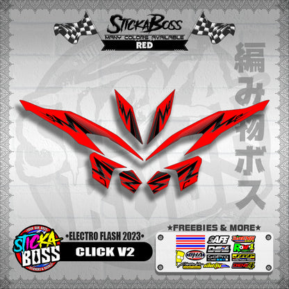 CLICK V2 DECALS ( ELECTRO FLASH 2023 ) [ PREMIUM GLOSSY LAMINATED ]【WITH FREEBIES】