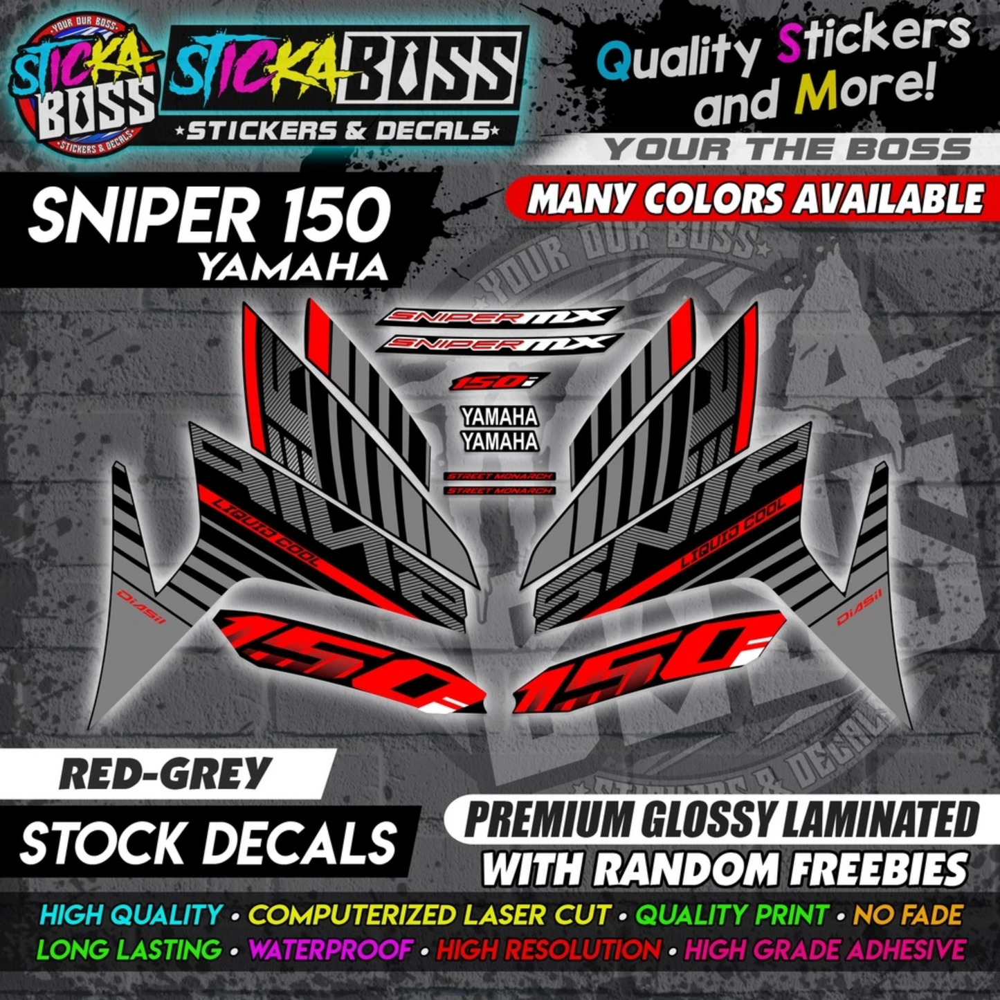 YAMAHA SNIPER 150 Stock Decals [ASSORTED COLORS] Sticker【PREMIUM GLOSSY LAMINATED】