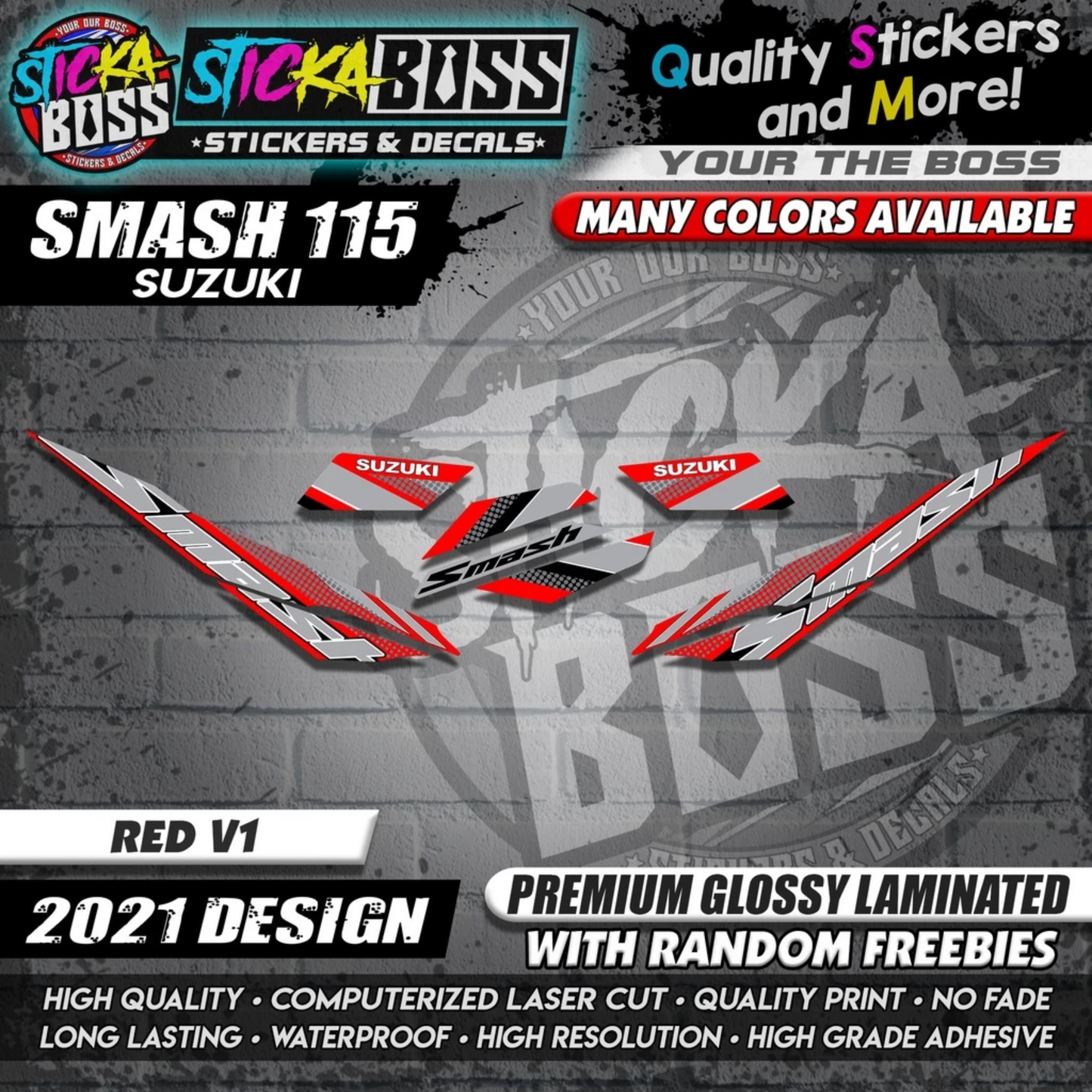 Suzuki Smash 115 Stock Decals ( 2021 DESIGN )【WITH FREEBIES】
