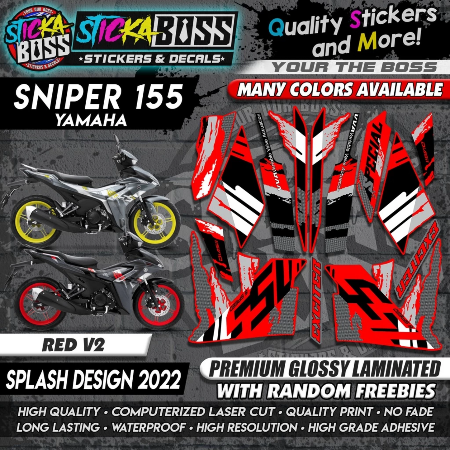 Sniper 155 NEW STOCK DECALS (SPLASH DESIGN 2022) MALAYSIAN CONCEPT【WITH FREEBIES】