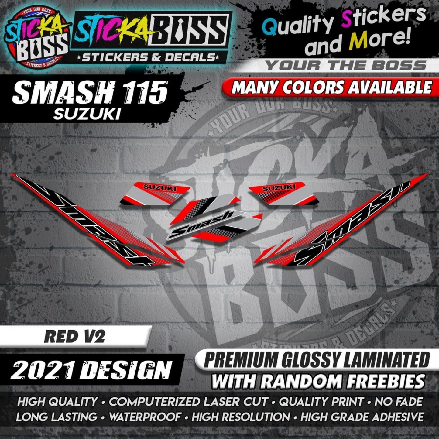 Suzuki Smash 115 Stock Decals ( 2021 DESIGN )【WITH FREEBIES】