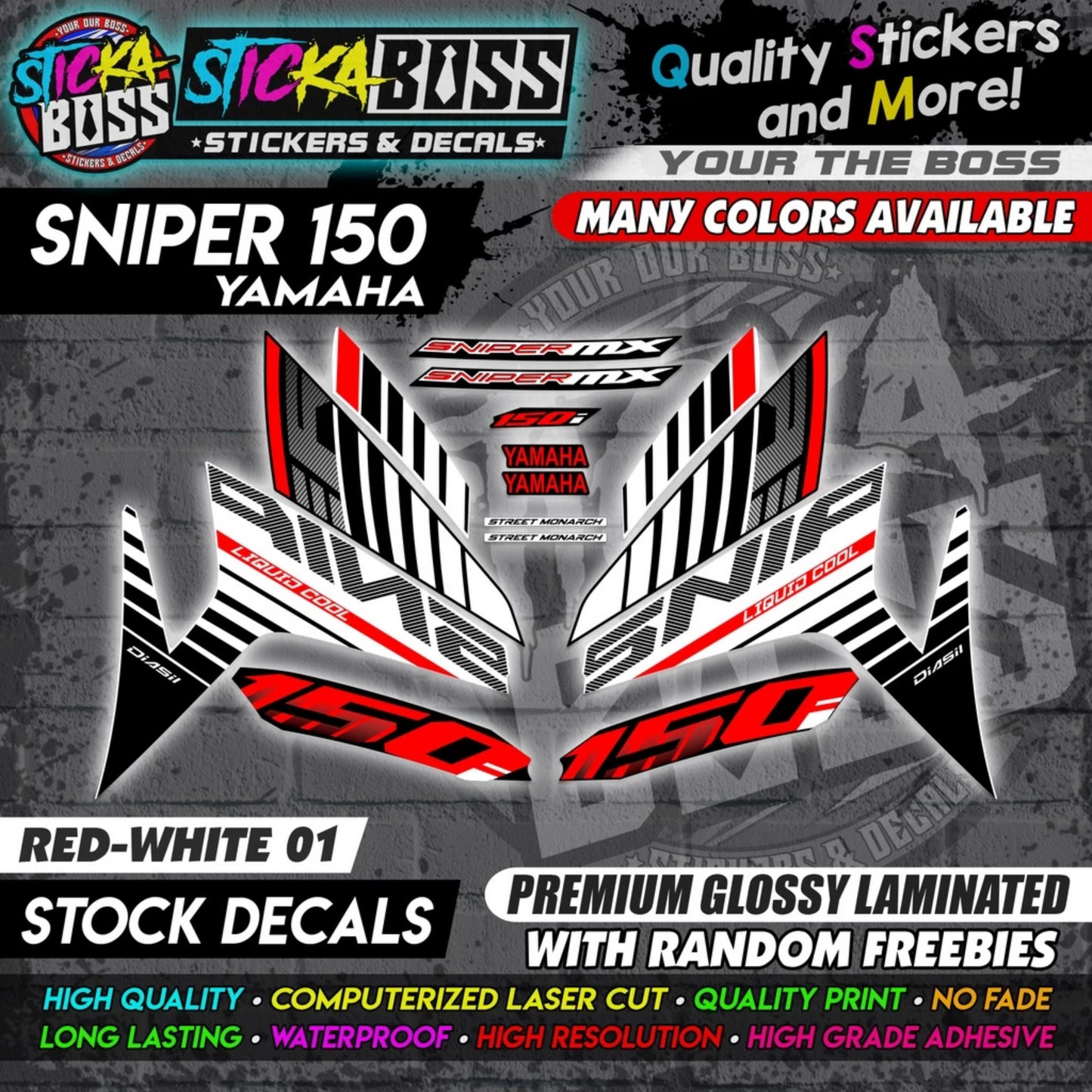 YAMAHA SNIPER 150 Stock Decals [ASSORTED COLORS] Sticker【PREMIUM GLOSSY LAMINATED】