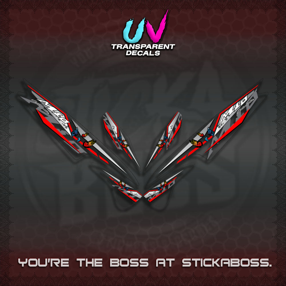 【PREMIUM UV PRINT】TRANSPARENT  MIO SPORTY/SMILE DECALS (BUTERFLY V6 DESIGN)By STICKABOSS