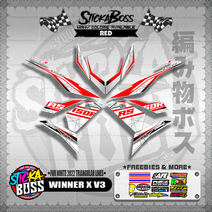 WINNER X V3 DECALS ( FOR WHITE 2022 TRIANGULAR LINES )【WITH FREEBIES】