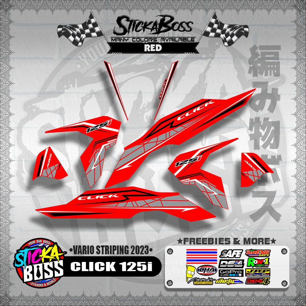 CLICK 125i V3 STOCK DECALS ( VARIO STRIPING 2023 )【WITH FREEBIES】