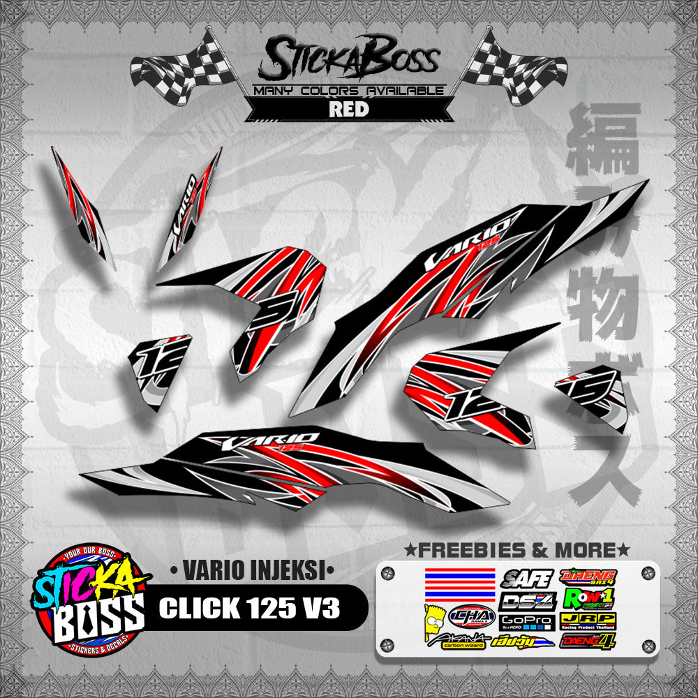 CLICK 125 V3 DECALS ( VARIO INJEKSI )【WITH FREEBIES】