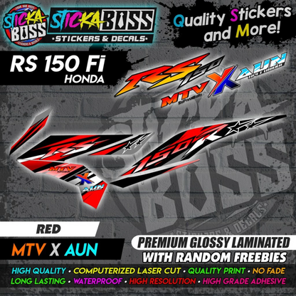 Honda RS 150 Fi (MTV x AUN) [ASSORTED COLORS] Stock Decals【PREMIUM GLOSSY LAMINATED】