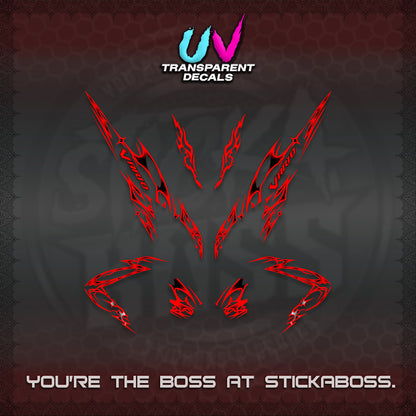 CLICK 125 V2 VARIO UV TRANSPARENT DECALS (2026 TRIBAL LIGHTNING DESIGN) STICKER KITS BY STICKABOSS