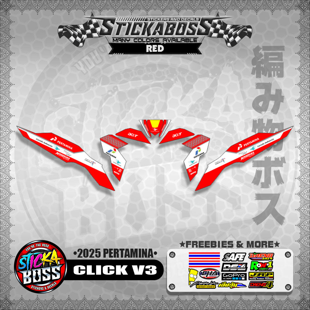 CLICK V3 STICKER DECALS ( 2025 PERTAMINA )【WITH FREEBIES】