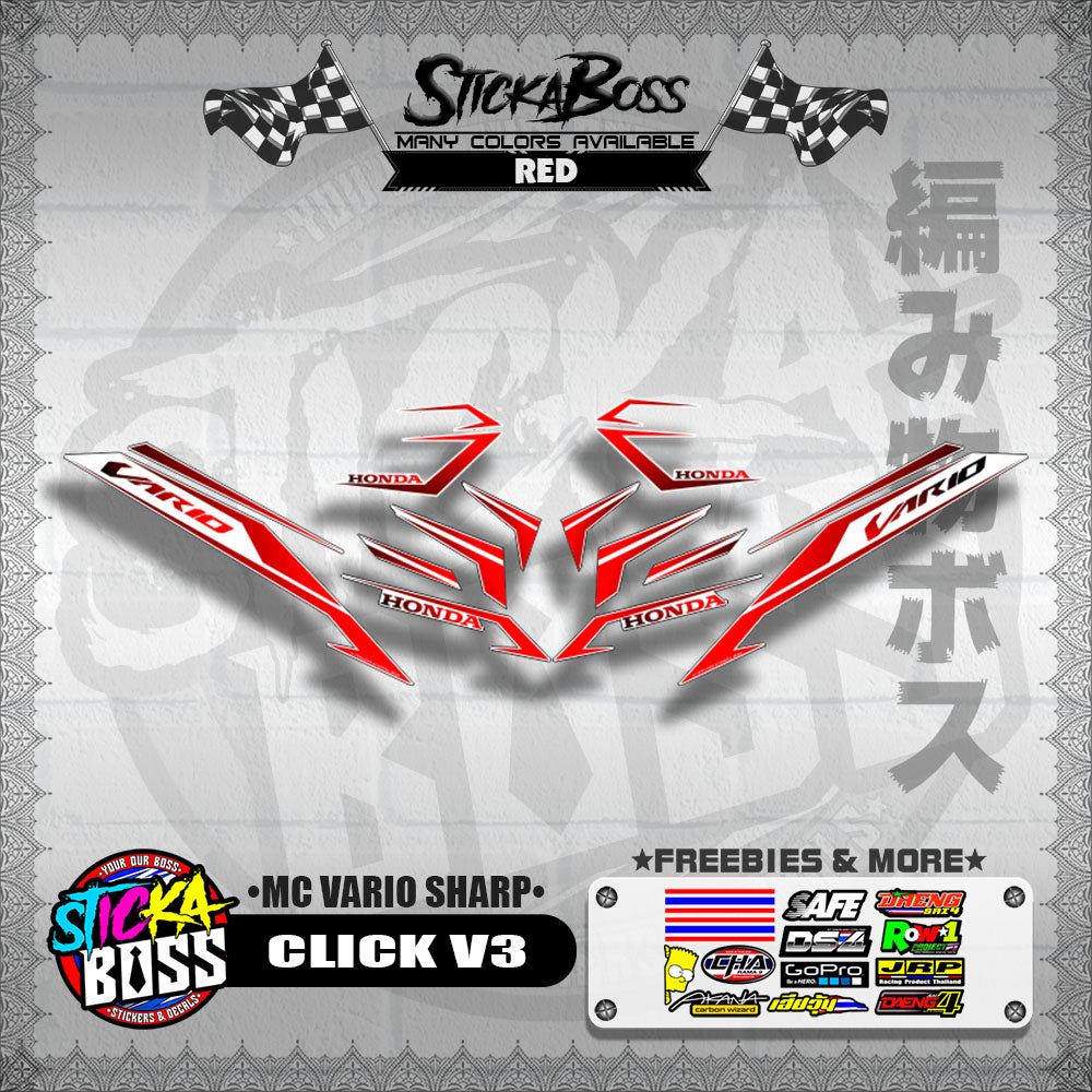 CLICK V3 DECALS ( MC VARIO SHARP ) [ PREMIUM GLOSSY LAMINATED ]【WITH FREEBIES】