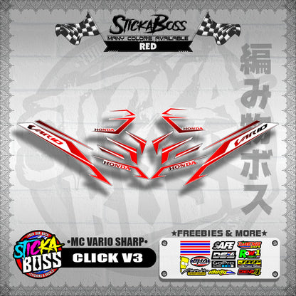 CLICK V3 DECALS ( MC VARIO SHARP ) [ PREMIUM GLOSSY LAMINATED ]【WITH FREEBIES】