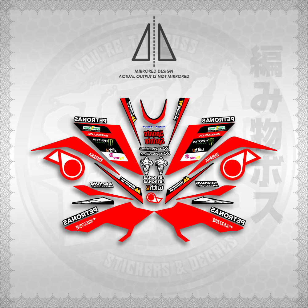 STICKER DECALS for SNIPER 155 MALAYSIAN (S155PEMOSRED) By STICKABOSS (SOFIE LAMINATED WATERPROOF)