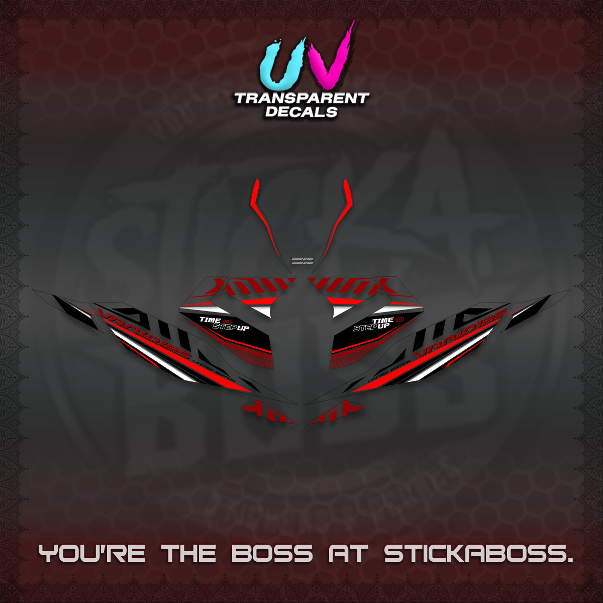 CLICK 125 V4 VARIO UV TRANSPARENT DECALS (2026 VR0007 DESIGN) STICKER KITS By STICKABOSS