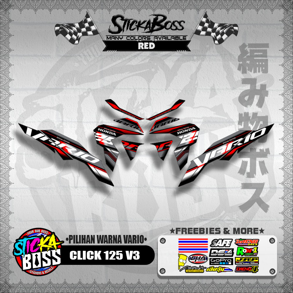 CLICK 125 V3 MALAYSIAN DECALS ( PILIHAN WARNA VARIO )【WITH FREEBIES】