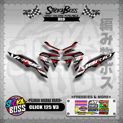 CLICK 125 V3 MALAYSIAN DECALS ( PILIHAN WARNA VARIO )【WITH FREEBIES】