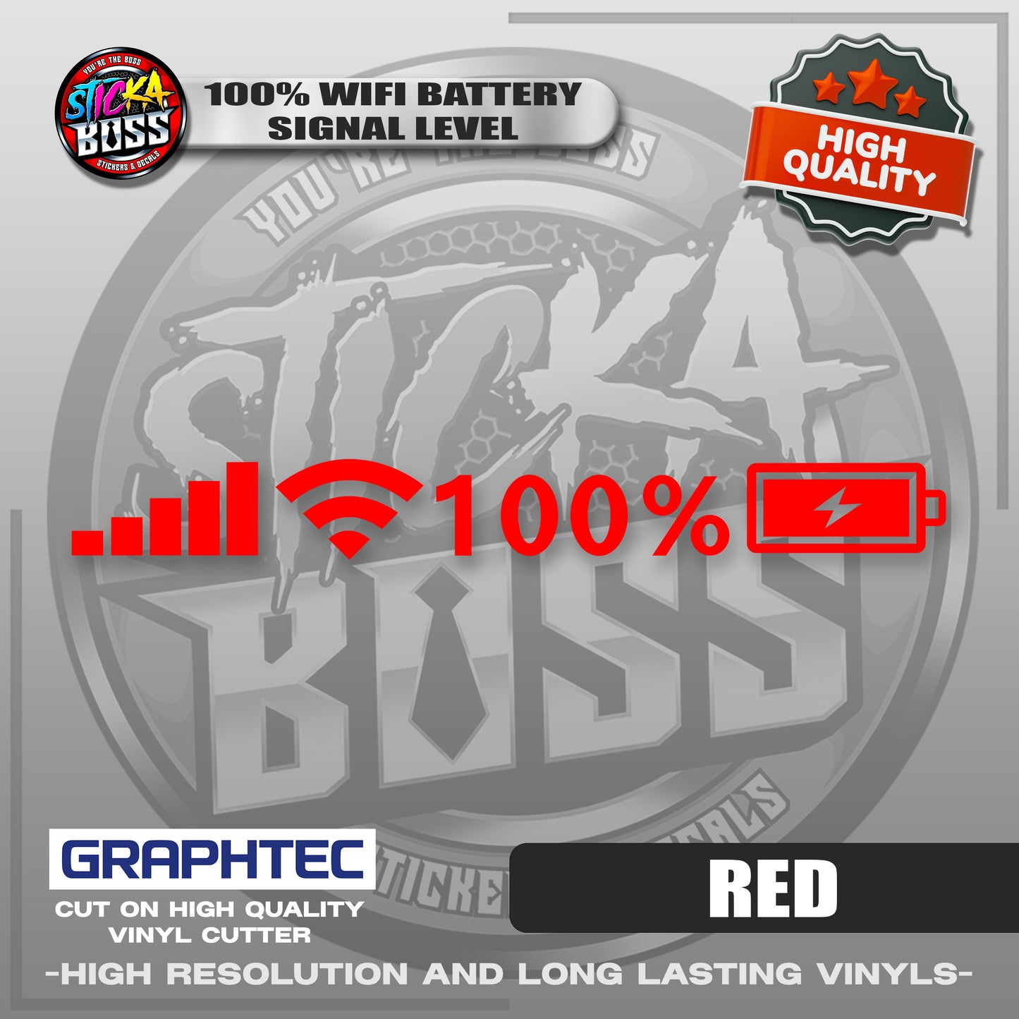 100% WIFI BATTERY SIGNAL LEVEL | VINYL WATERPROOF CUT-OUT STICKER DECALS【Stickaboss】