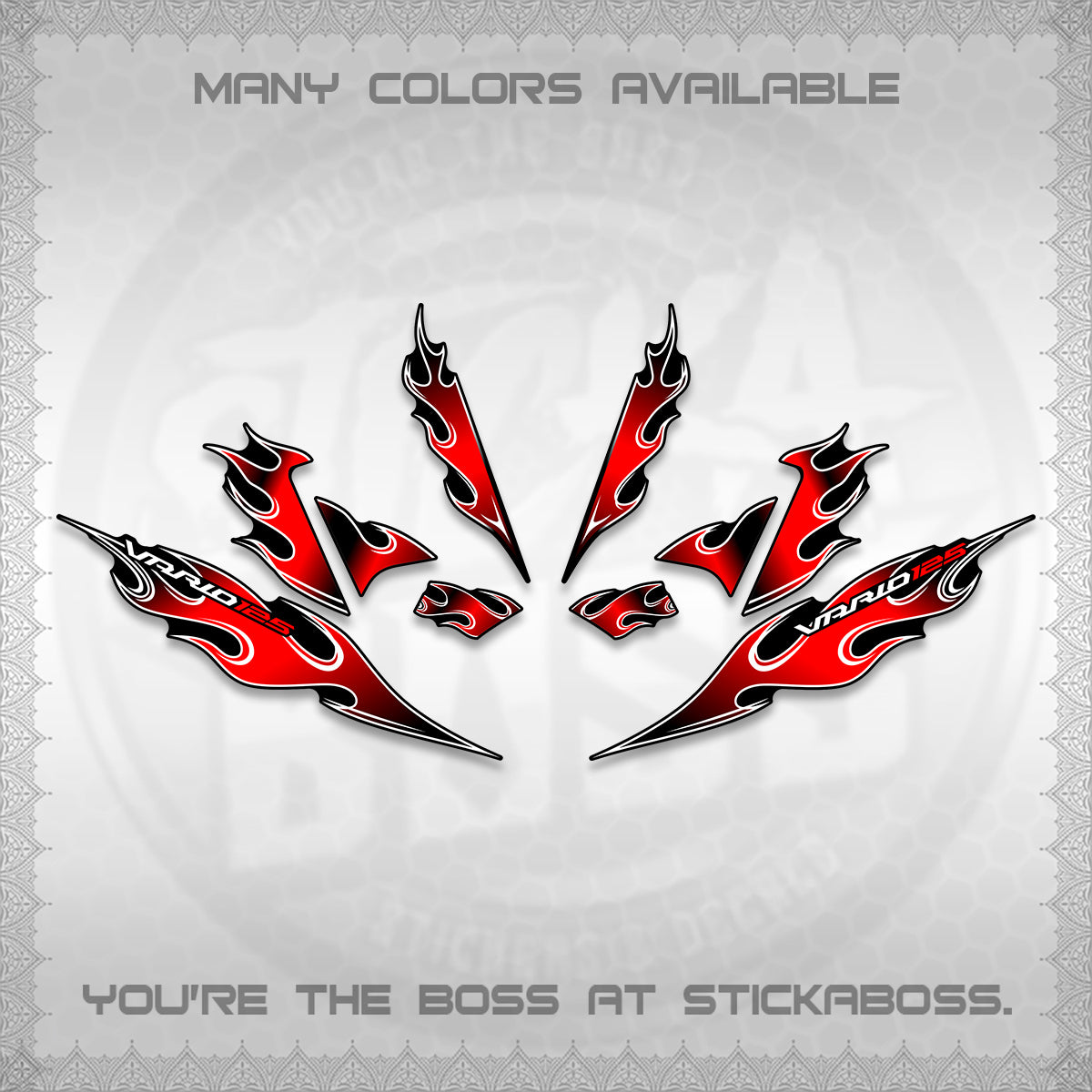 CLICK 125 V4 VARIO DECALS (2026 MOTIF FLAME 1 TONE)STICKER DECALS By STICKABOSS